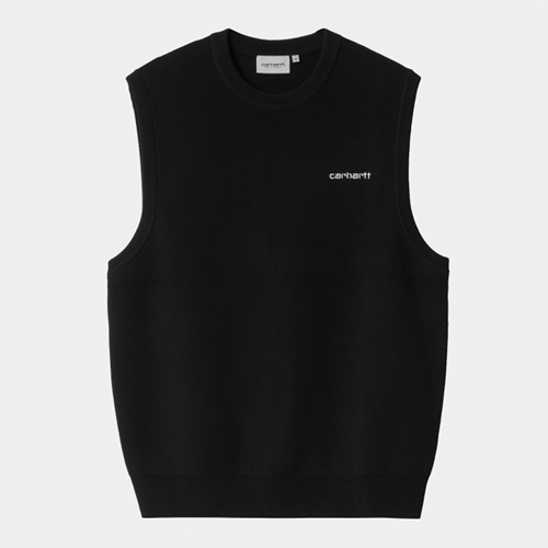 Script Vest Sweater Black White