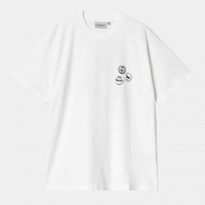 S/S Pins T-Shirt White Black Stone Washe