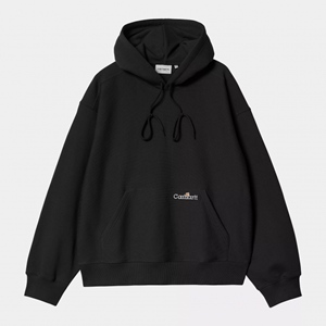 Hooded Label Script Sweat Black