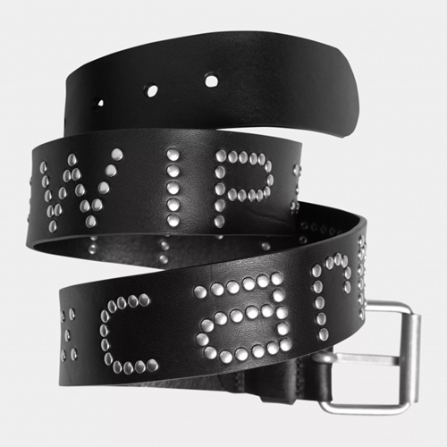 Script Studs Belt Black Silver