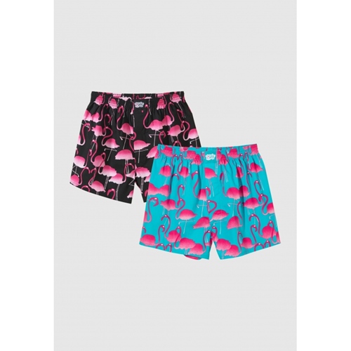 Boxershorts Flamingos Turquoise Black